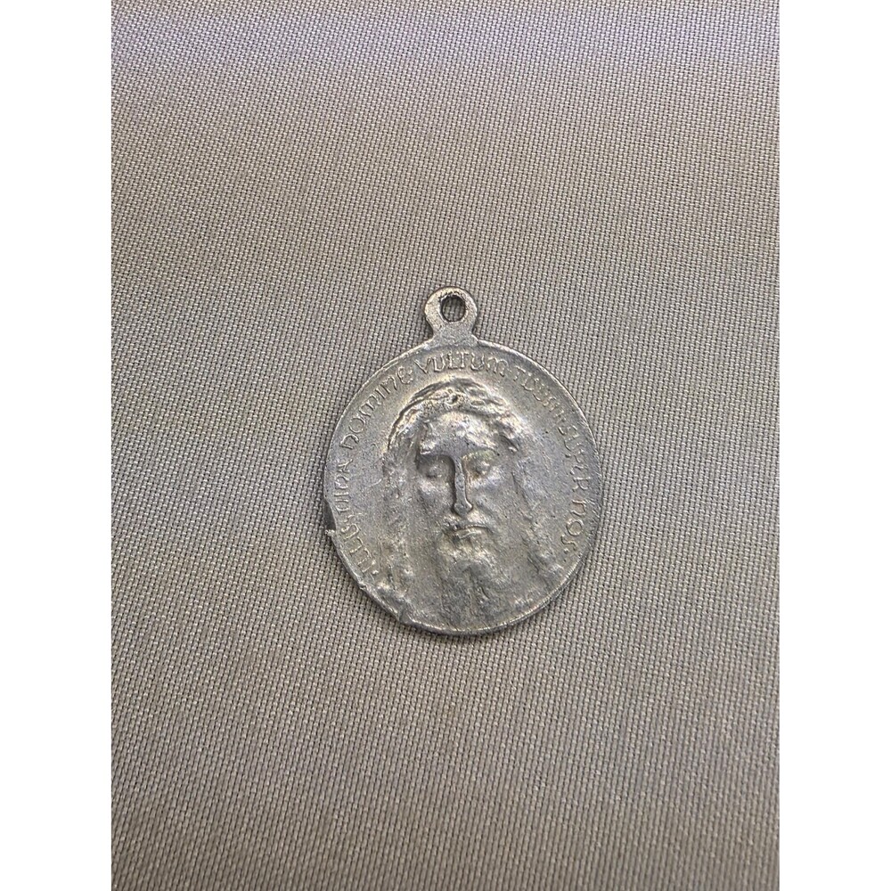 Vintage Jesus Catholic Medal Pendant, Sacred Heart Religious Charm, Christian